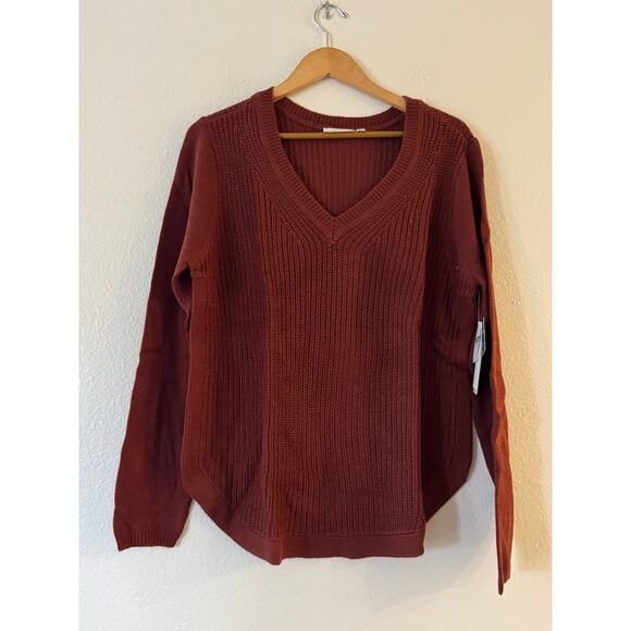 NEW RD Style Stitch Fix Josslyn V-Neck Sweater XL Burnt Orange Cotton Blend NWT - Picture 2 of 15